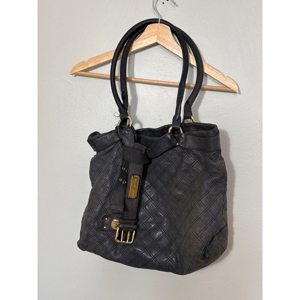 Vintage Marc Jacobs Casey Double Buckle Quilted Handbag in Gray Leather